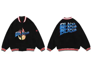 "BLACKAIR" Veste Bombers Baseball Teddy Noir - URB1™