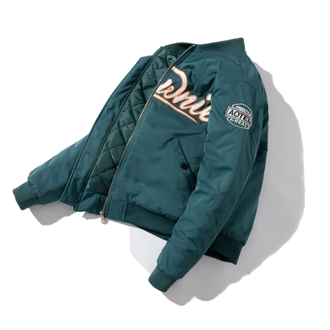 "BROWNIE" Veste Baseball Bombers Vintage Bleu-Vert - URB1™