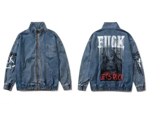 "FUCK" Veste en Jean denim Bleu - URB1™