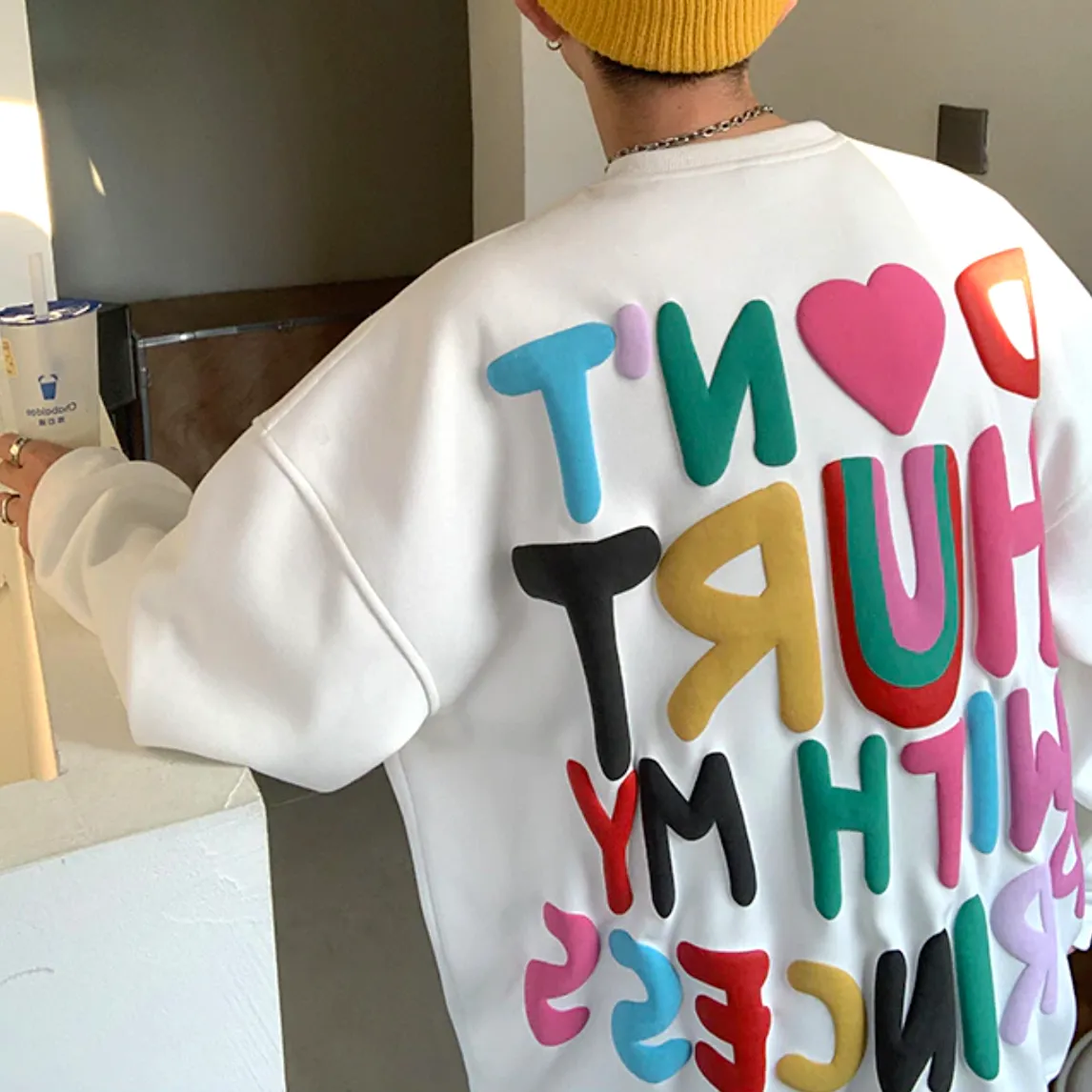 "HDRD" Sweat-shirt Hoodie imprimé coloré Noir - URB1™