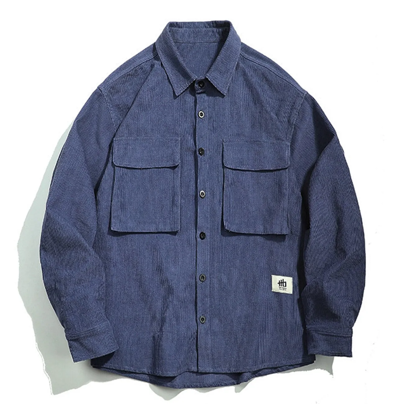 "HO" Chemise Veste en Velour Bleu - URB1™