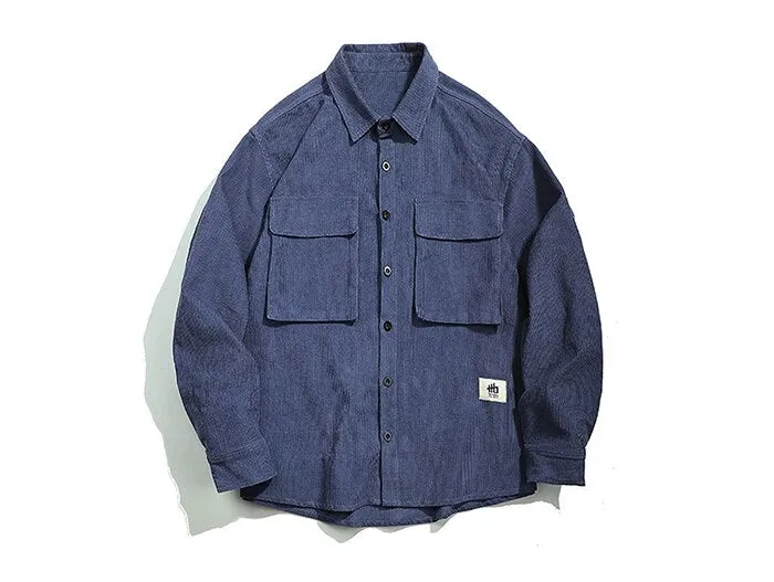 "HO" Chemise Veste en Velour Bleu - URB1™