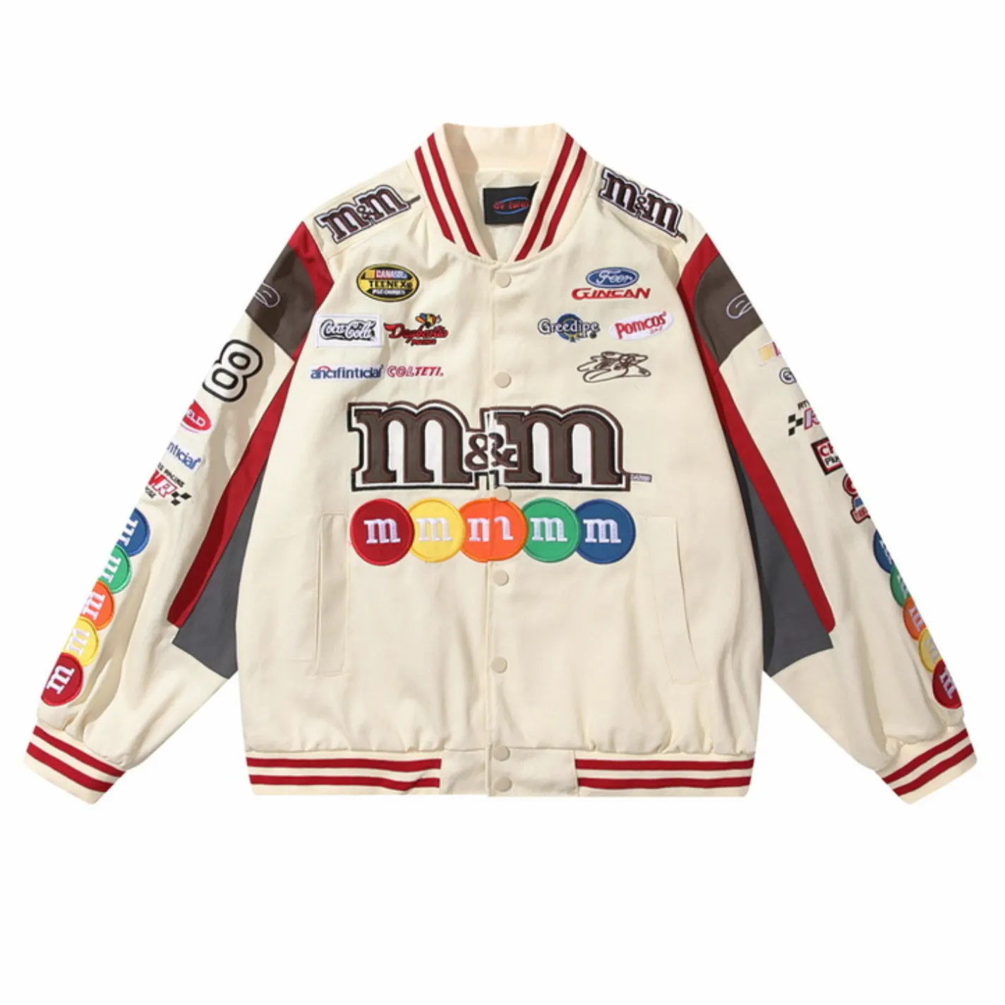 "M&M" Veste Universitaire Jacket Racing Brodée Noir - URB1™