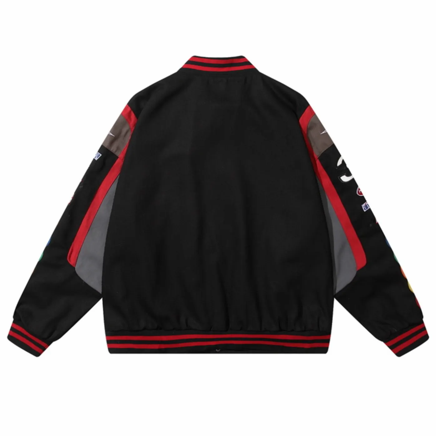 "M&M" Veste Universitaire Jacket Racing Brodée Noir - URB1™