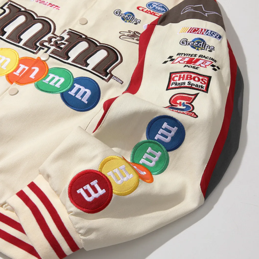 "M&M" Veste Universitaire Jacket Racing Brodée Noir - URB1™