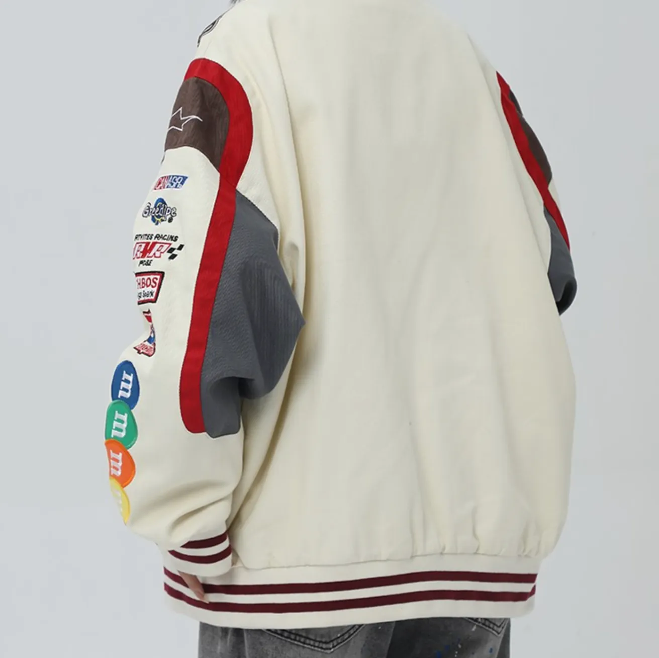 "M&M" Veste Universitaire Jacket Racing Brodée Noir - URB1™
