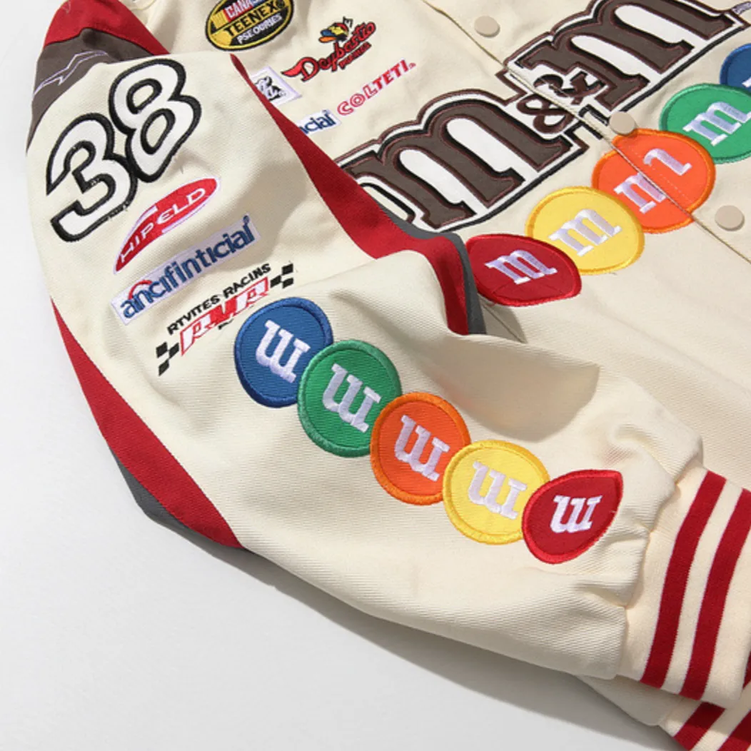 "M&M" Veste Universitaire Jacket Racing Brodée Noir - URB1™