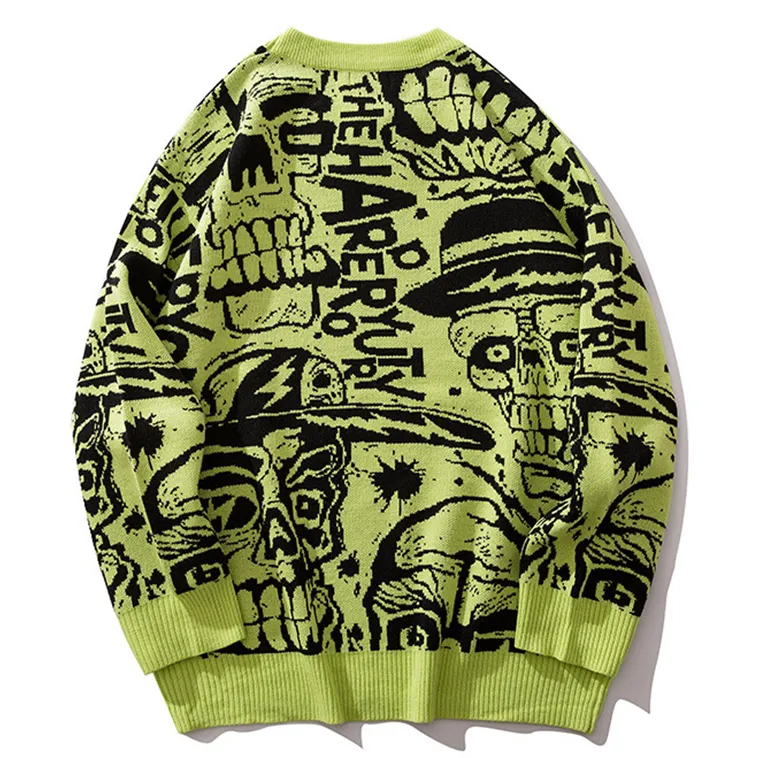 "SKULL" Crewneck Pull Blanc tricoté - URB1™
