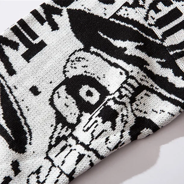 "SKULL" Crewneck Pull Blanc tricoté - URB1™