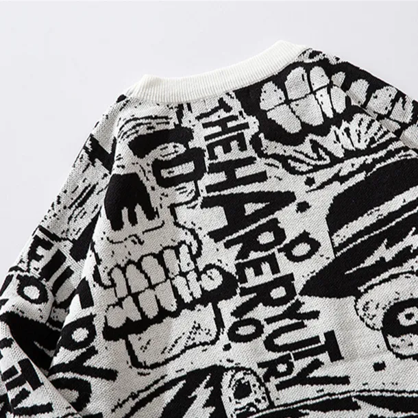 "SKULL" Crewneck Pull Blanc tricoté - URB1™