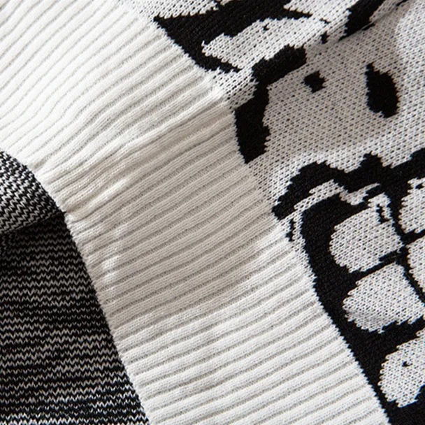 "SKULL" Crewneck Pull Blanc tricoté - URB1™