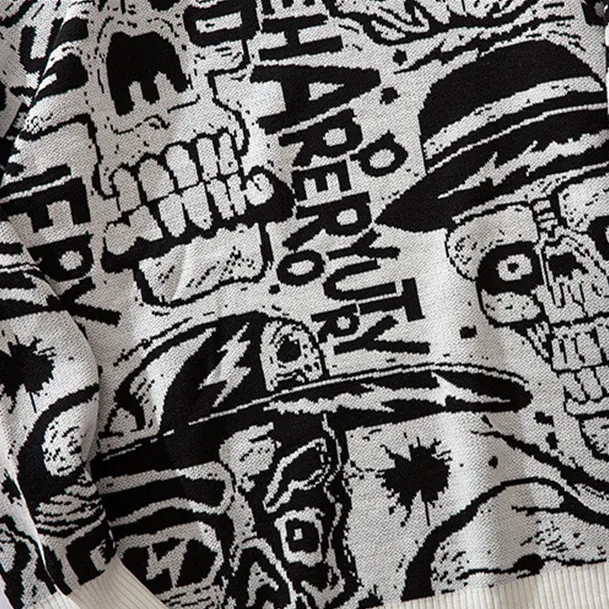 "SKULL" Crewneck Pull Vert tricoté - URB1™