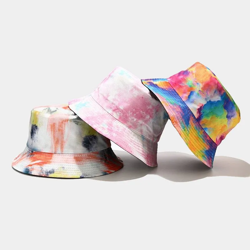 "TIE AND DYE" Chapeau Bob Imprimé Noir Orange - URB1™