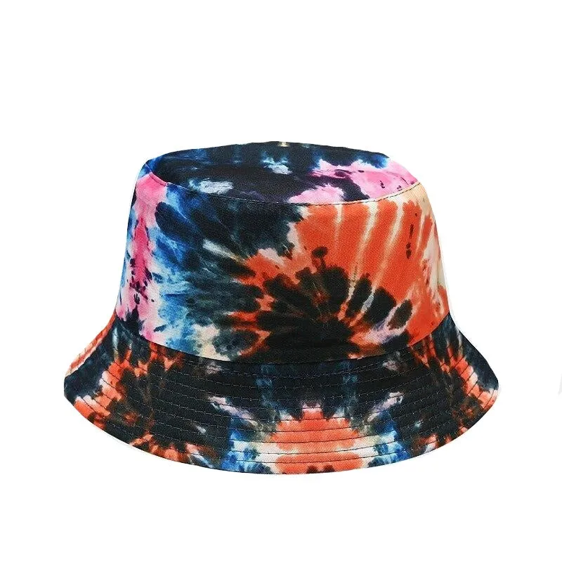 "TIE AND DYE" Chapeau Bob Imprimé Noir Orange - URB1™