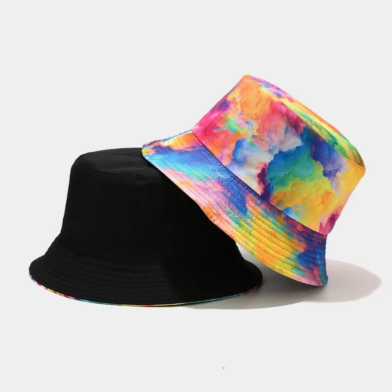 "TIE AND DYE" Chapeau Bob Imprimé Noir Orange - URB1™