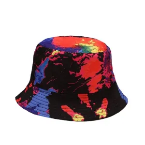 "TIE AND DYE" Chapeau Bob Imprimé Noir Orange - URB1™