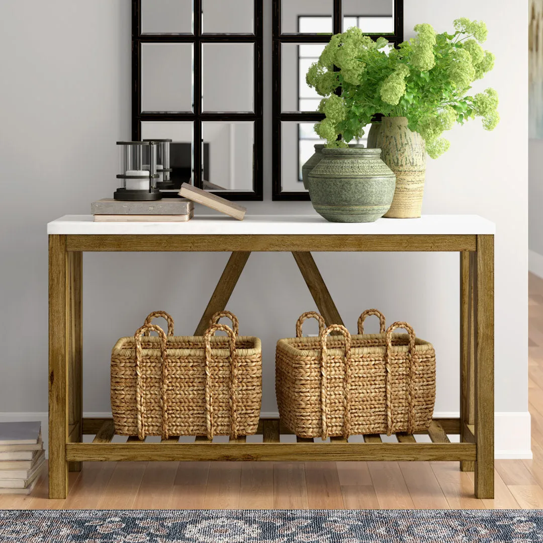 Rakira Modern Farmhouse Console Table Red Barrel Studio® Color: White Marble/Walnut