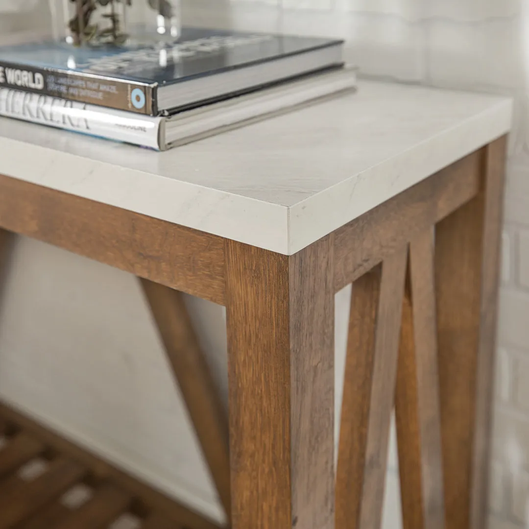 Rakira Modern Farmhouse Console Table Red Barrel Studio® Color: White Marble/Walnut