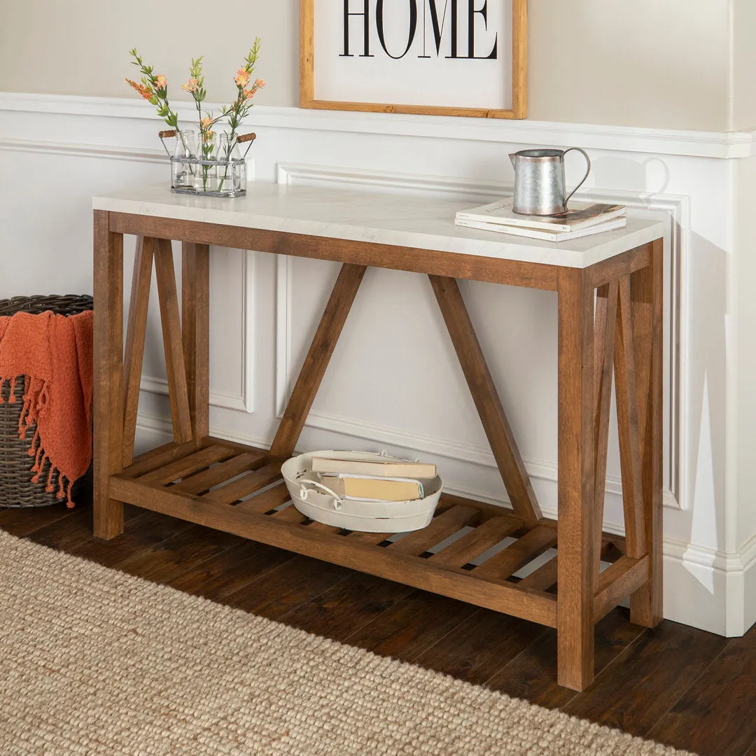 Rakira Modern Farmhouse Console Table Red Barrel Studio® Color: White Marble/Walnut