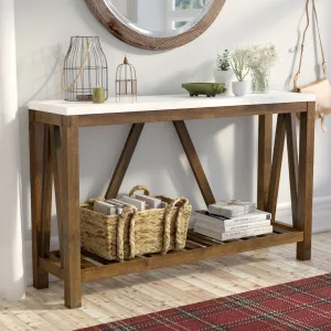 Rakira Modern Farmhouse Console Table Red Barrel Studio® Color: White Marble/Walnut