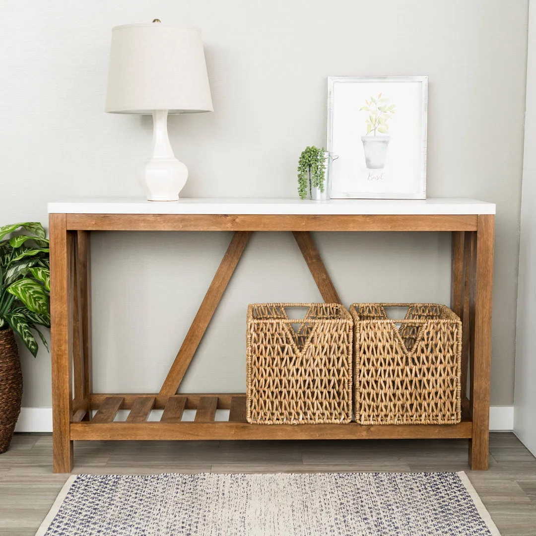 Rakira Modern Farmhouse Console Table Red Barrel Studio® Color: White Marble/Walnut