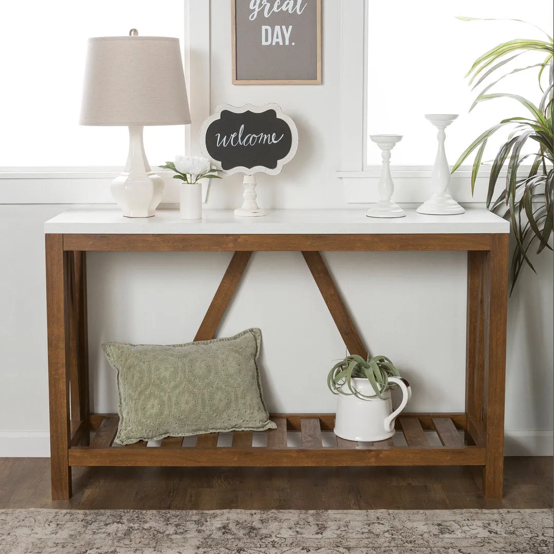 Rakira Modern Farmhouse Console Table Red Barrel Studio® Color: White Marble/Walnut
