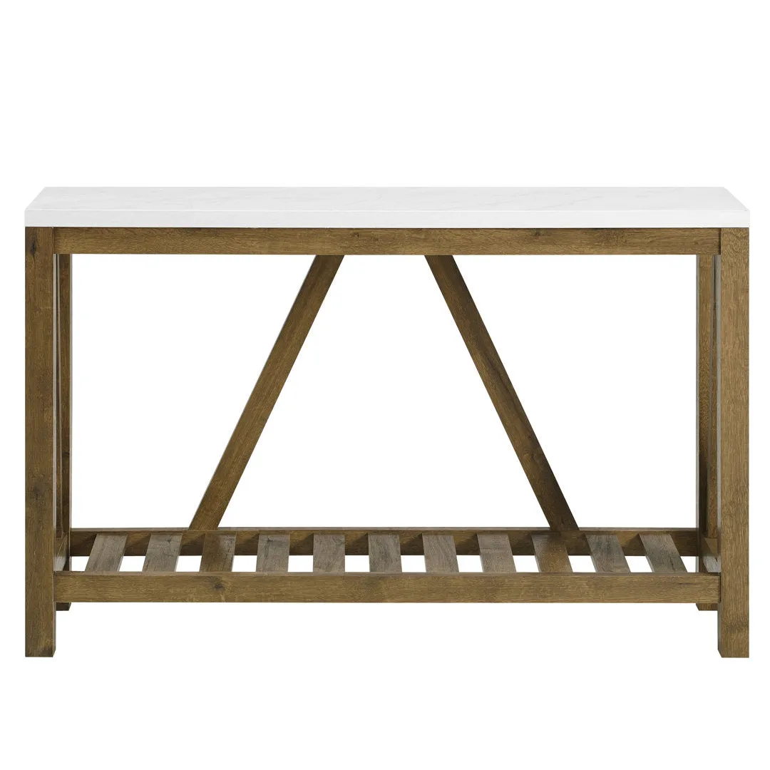 Rakira Modern Farmhouse Console Table Red Barrel Studio® Color: White Marble/Walnut