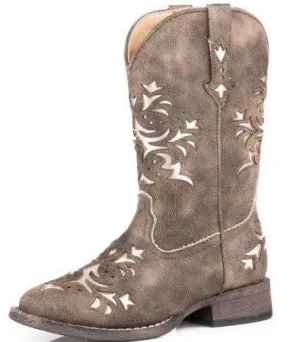 Roper Boots Kids Lola Brown with Silver Inlay