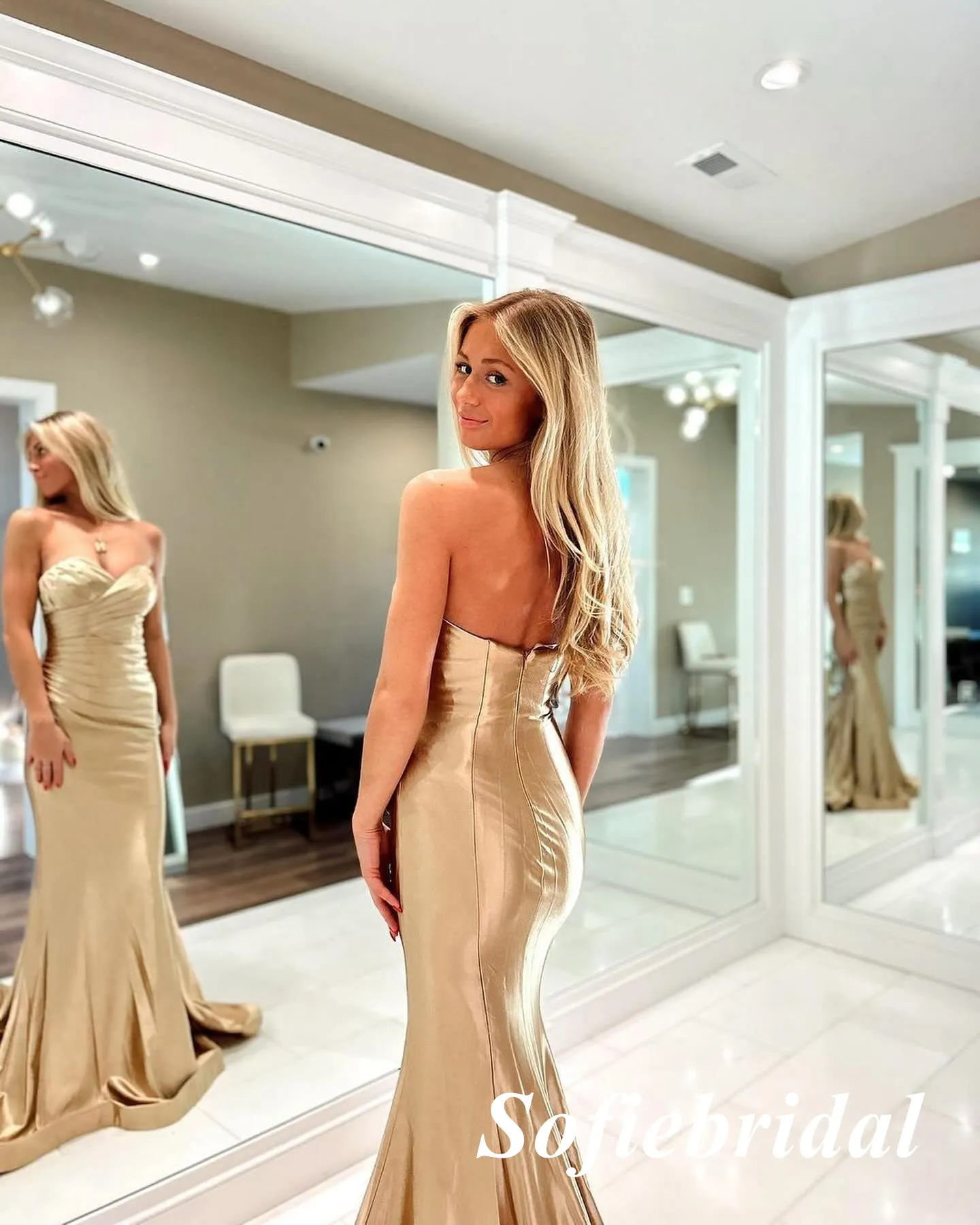 Sexy Elastic Satin Sweetheart Sleeveless Mermaid Long Prom Dresses, PD0996