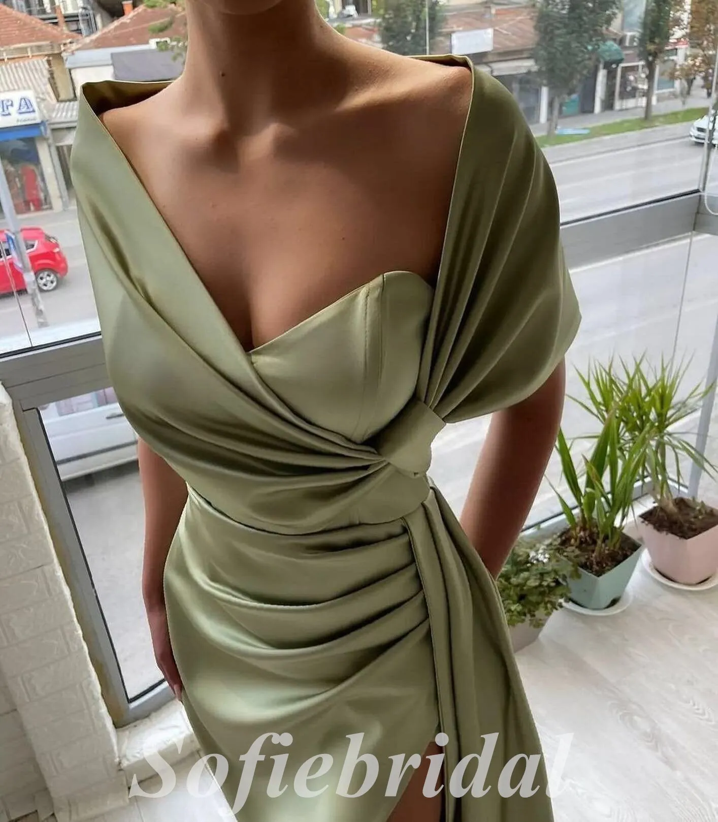 Sexy Satin Sleeveless Side Slit Mermaid Long Prom Dresses,SFPD0739