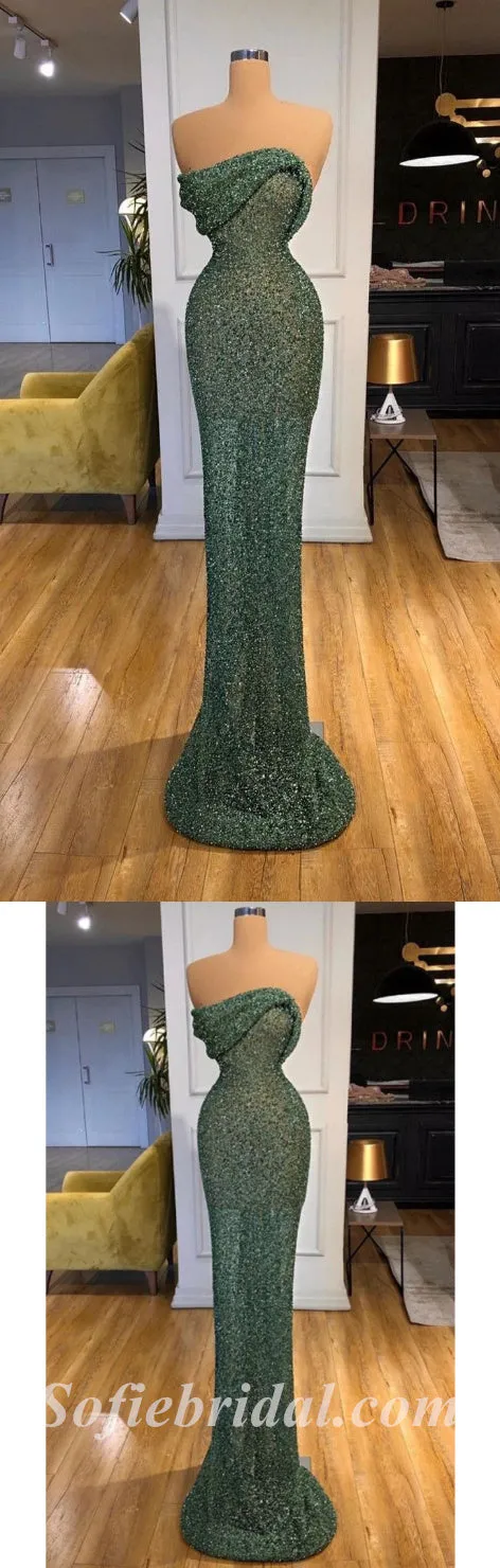 Sexy Shiny Special Fabric Sweetheart Sleeveless Mermaid Long Prom Dresses,SFPD0447