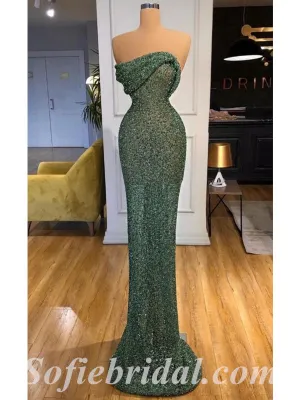 Sexy Shiny Special Fabric Sweetheart Sleeveless Mermaid Long Prom Dresses,SFPD0447
