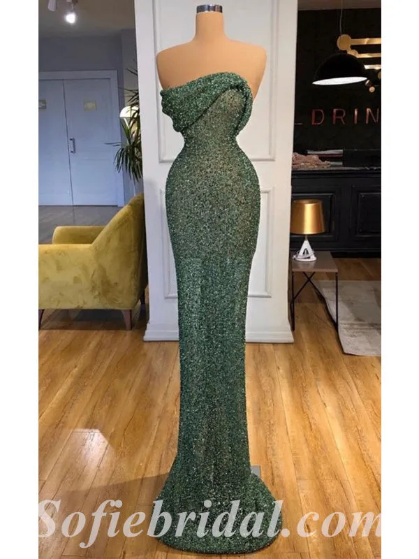 Sexy Shiny Special Fabric Sweetheart Sleeveless Mermaid Long Prom Dresses,SFPD0447