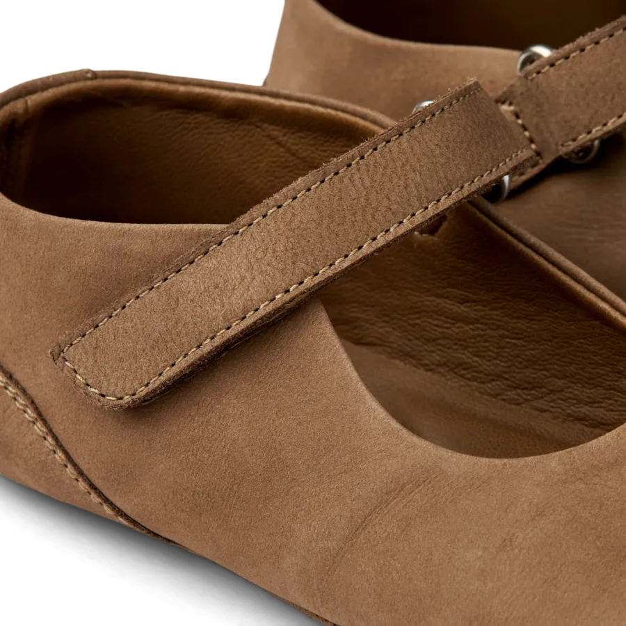 Simone Nubuck Leather Mary-Jane Baby Shoes (Pecan)