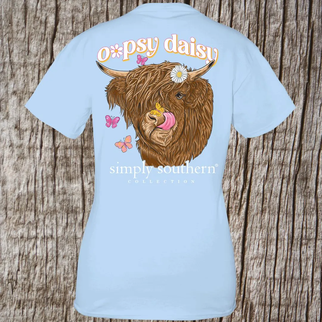 Simply Southern Opsy Daisy Highlander  Cow T-shirt