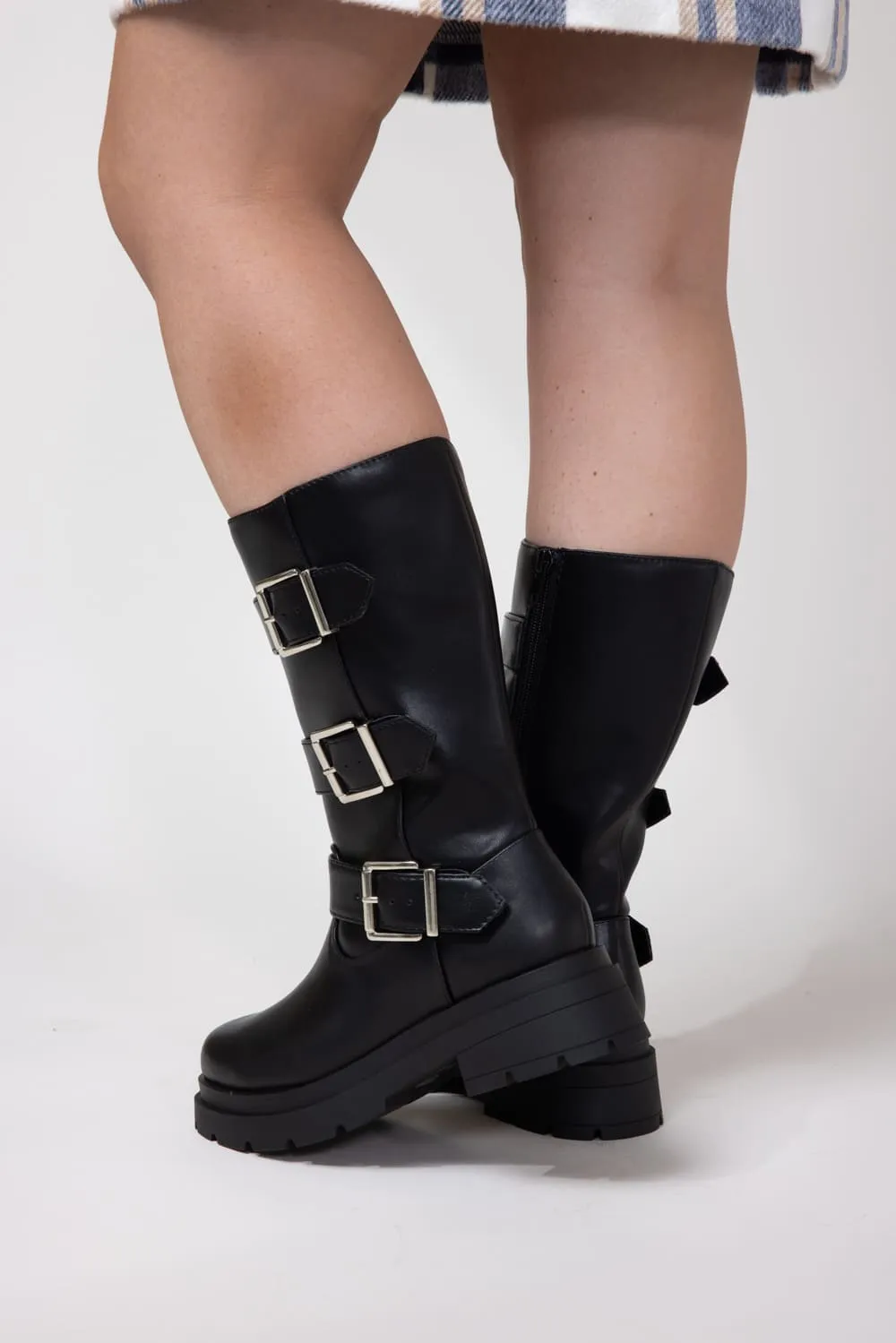 Soda Warford Three Buckled Belt Boots for Women in Black | WARFORD-S BLACK