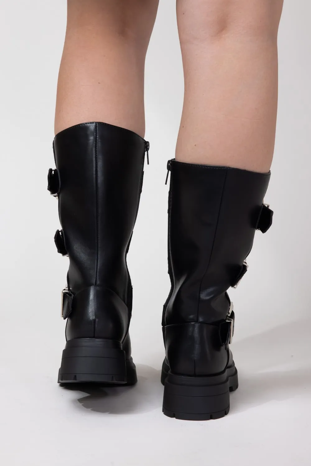 Soda Warford Three Buckled Belt Boots for Women in Black | WARFORD-S BLACK