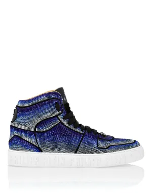 Suede Hi-Top Sneakers Strass Studs