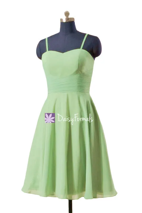 Sweetheart A-Line Party Dress Sage Green Sweet 16 Party Dress W/Spaghetti Straps (BM8487E)