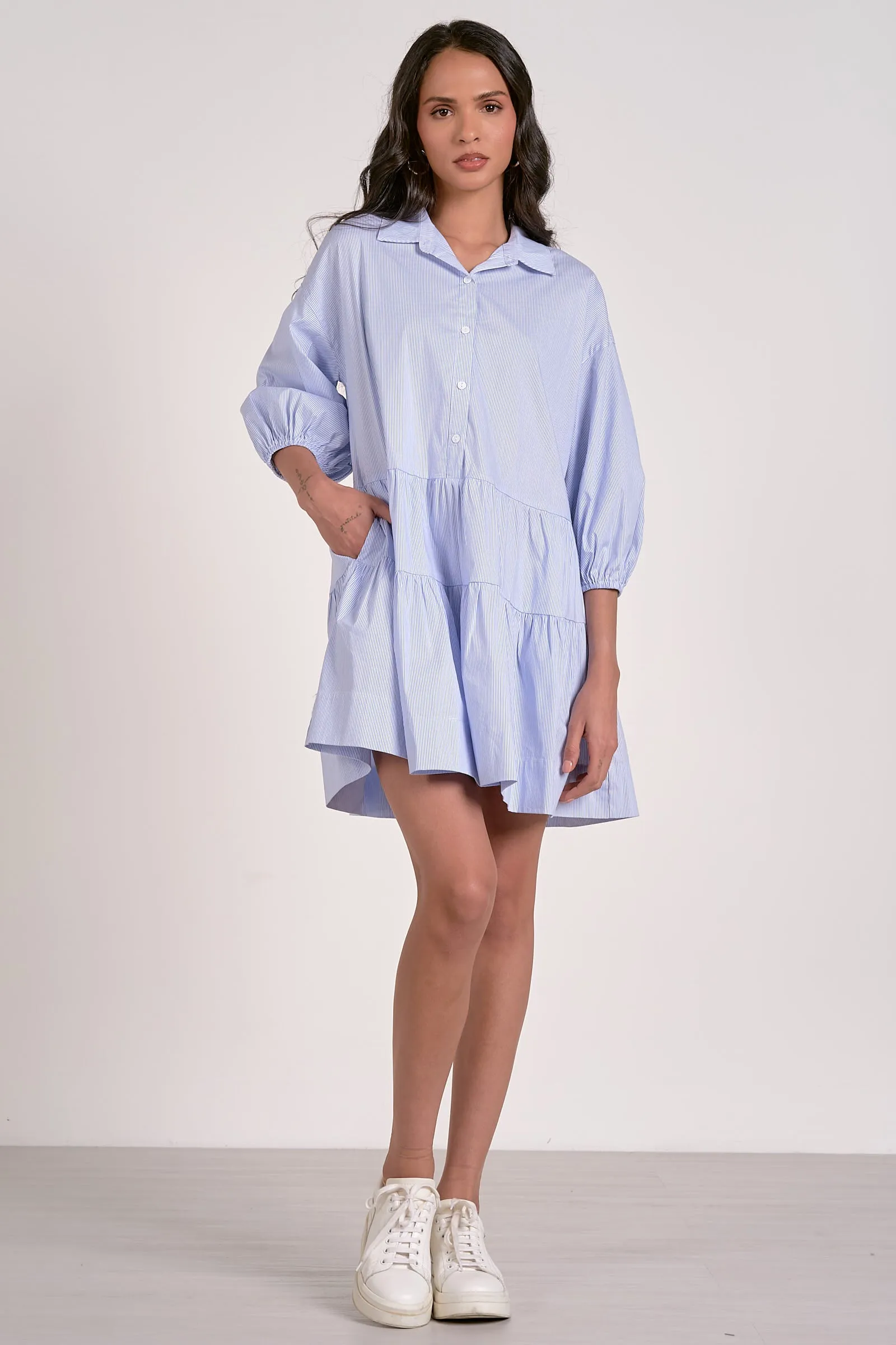 The Val Tiered Skirt Shirtdress