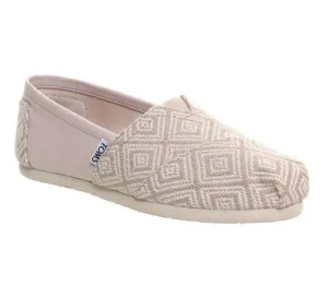TOMS Womens Diamond Woven Whisper Beige Canvas Slip-On Shoes Size 6.5