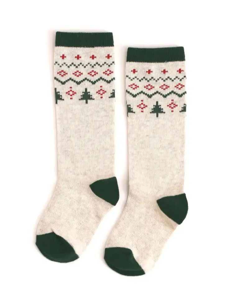 Tree Fair Isle Knee High Socks