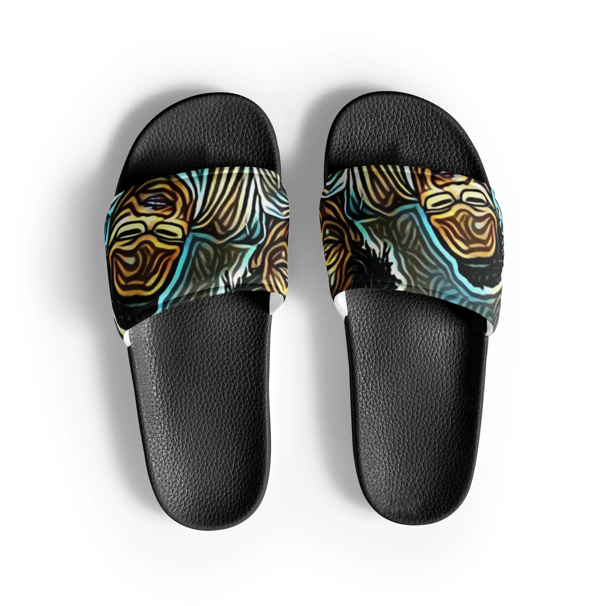Turquois And Black Graphic Men’s slides