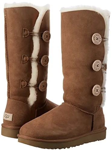 UGG Women's Bailey Button Triplet II Winter Boot, Chestnut, 7 B US