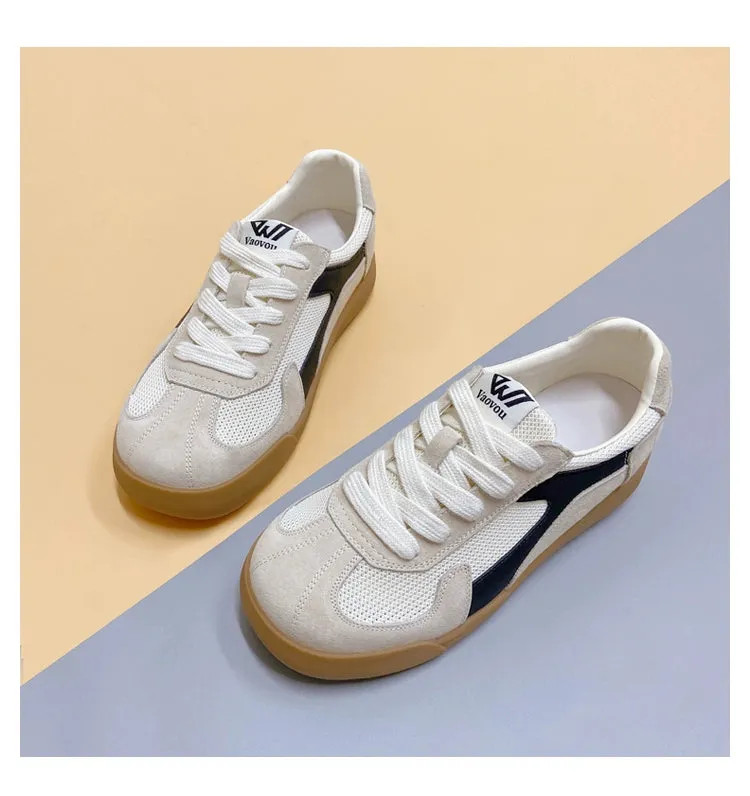 Women Casual Breathable Mesh Suede Lightweight Plus Size Sneakers