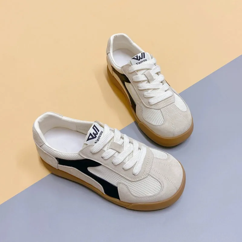 Women Casual Breathable Mesh Suede Lightweight Plus Size Sneakers