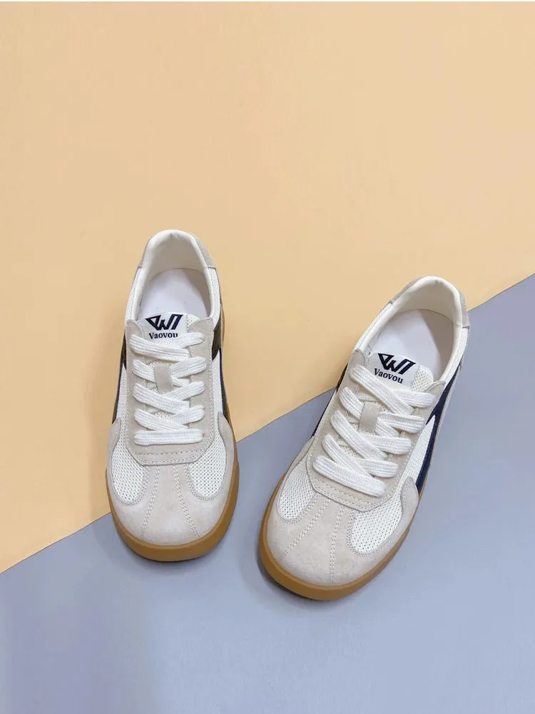 Women Casual Breathable Mesh Suede Lightweight Plus Size Sneakers