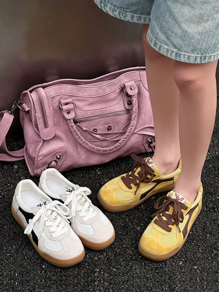 Women Casual Breathable Mesh Suede Lightweight Plus Size Sneakers