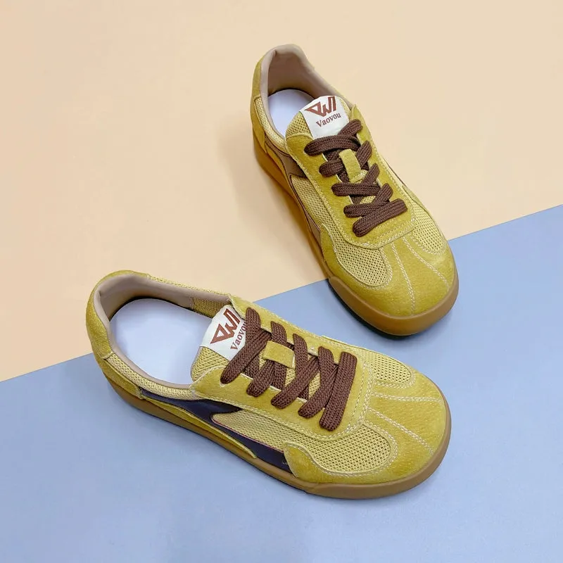 Women Casual Breathable Mesh Suede Lightweight Plus Size Sneakers