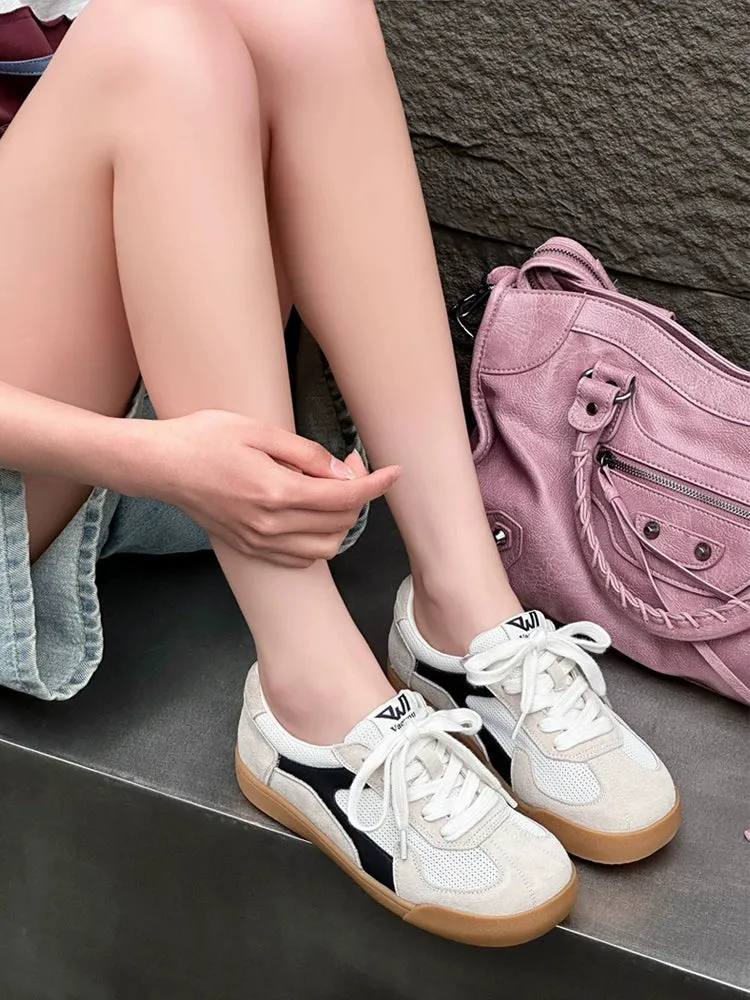 Women Casual Breathable Mesh Suede Lightweight Plus Size Sneakers